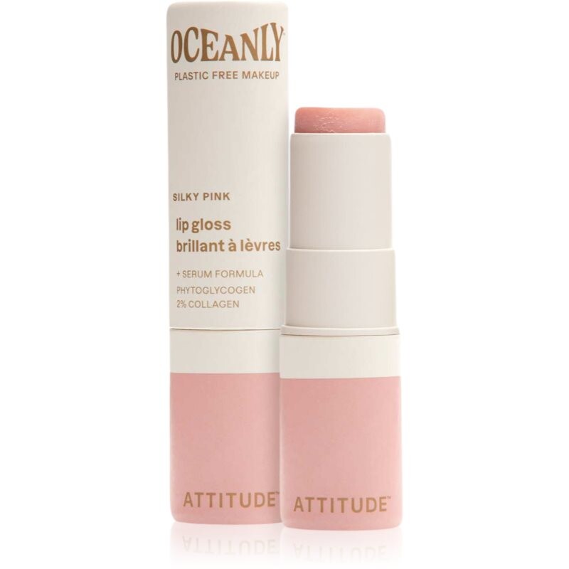 Attitude Oceanly Plastic Free Makeup lesk na pery s hydratačným účinkom odtieň Silky Pink 3.4 g