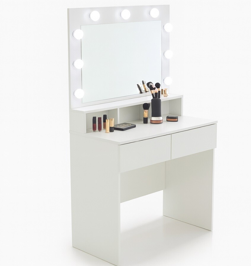 Chomik Toaletný stolík LENA s LED osvetlením | biela