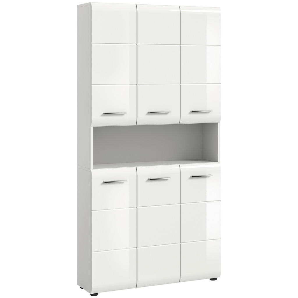 MID.YOU VYSOKÁ SKRINKA, biela s vysokým leskom, biela, 90/185/30 cm