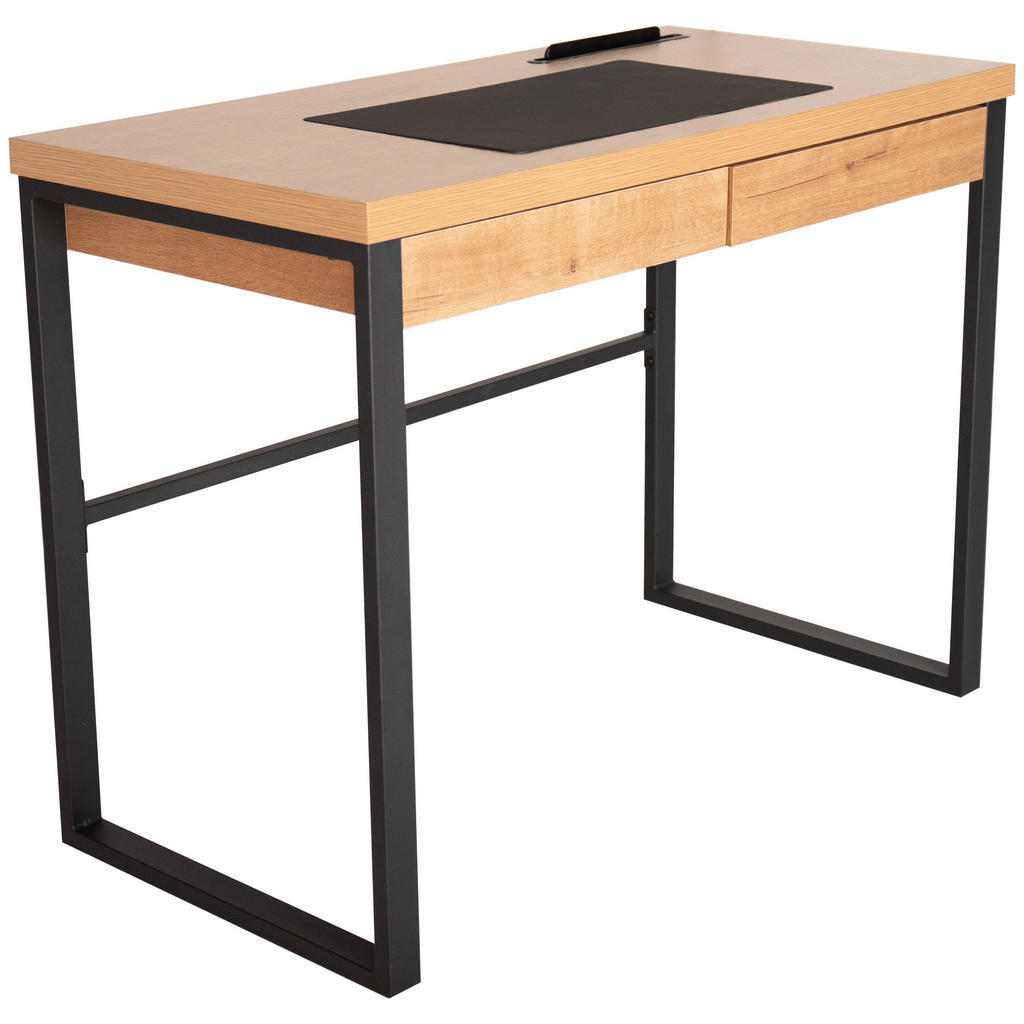 Livetastic PÍSACÍ STÔL, čierna, farba duba, 100/75/50 cm