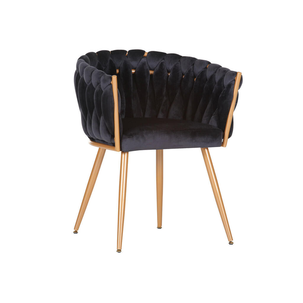 Ambia Home STOLIČKA S PODRÚČKAMI, zamat, čierna, zlatá