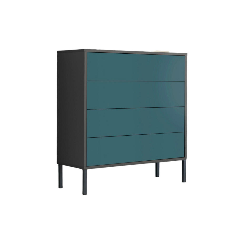 MID.YOU KOMODA, antracitová, petrolejová, 79/86/33 cm