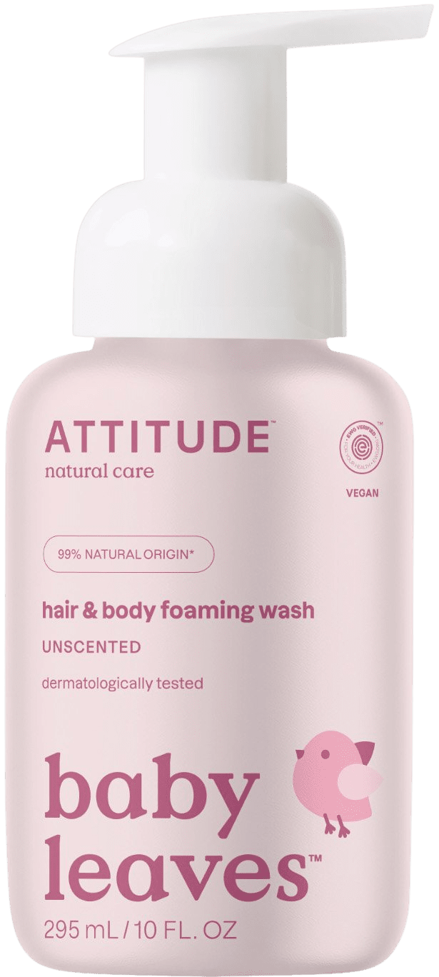 ATTITUDE Detská sprchová pena (2v1) bez vône Baby leaves 295 ml