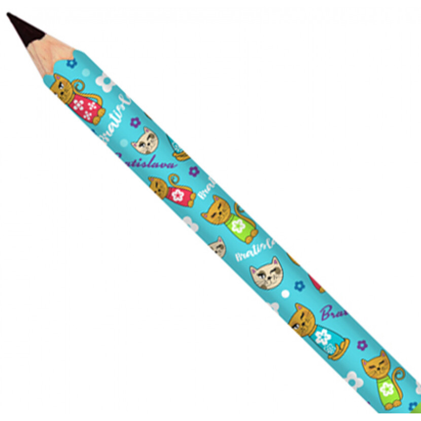 Ceruzka klasická Bratislava s mačkami - modrá