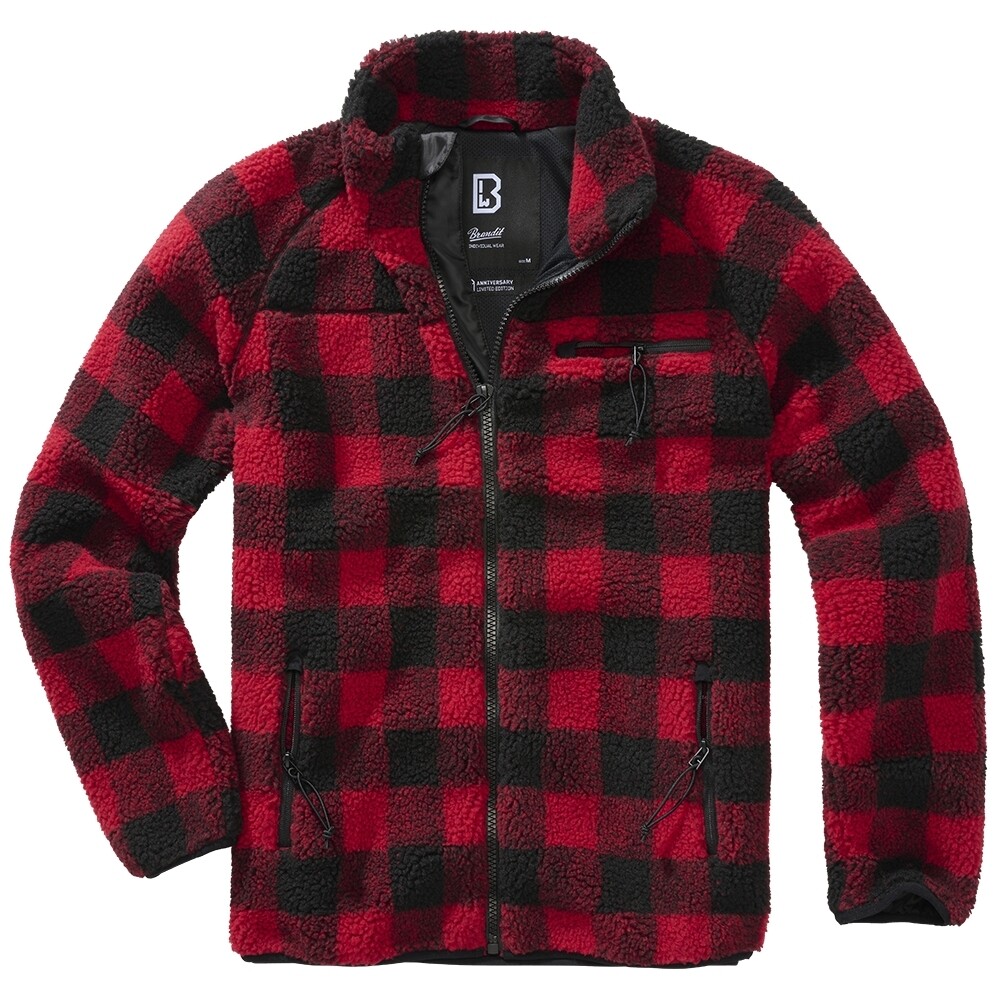 Bunda fleecová Brandit Teddyfleece - červená-čierna, XXL