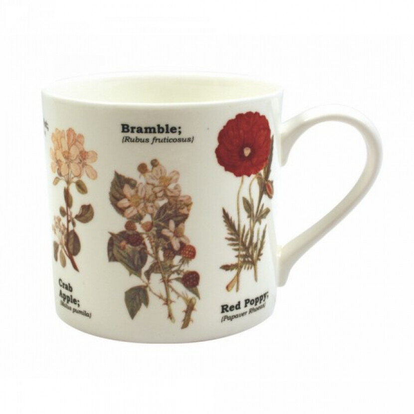 Hrnček s divokými kvetinami - biely