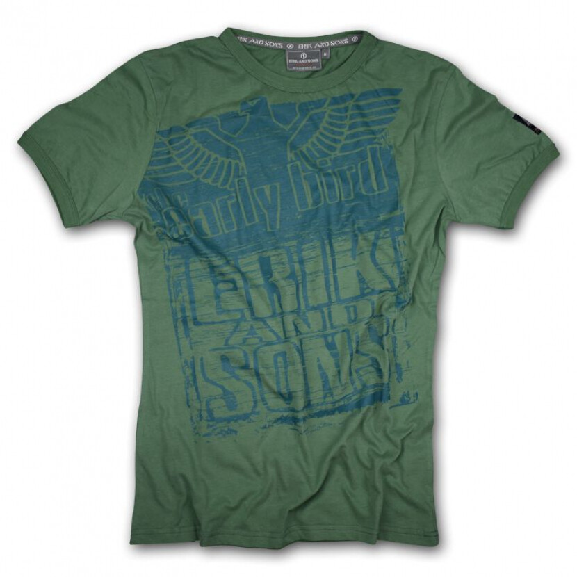 Tričko Erik and Sons Early Bird - olivové, XXL