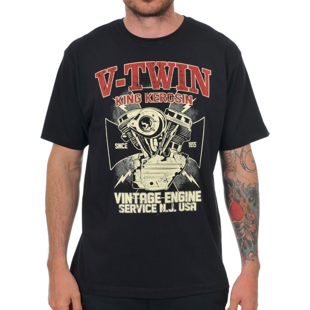 Tričko King Kerosin Vintage Engine - čierne, S