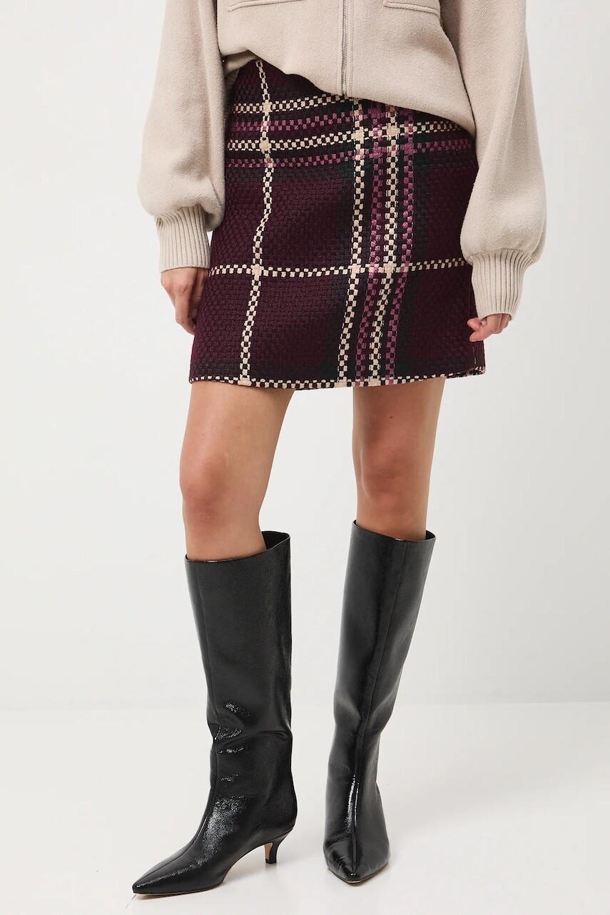 Sukňa Medicine bordová farba, mini, rovný strih