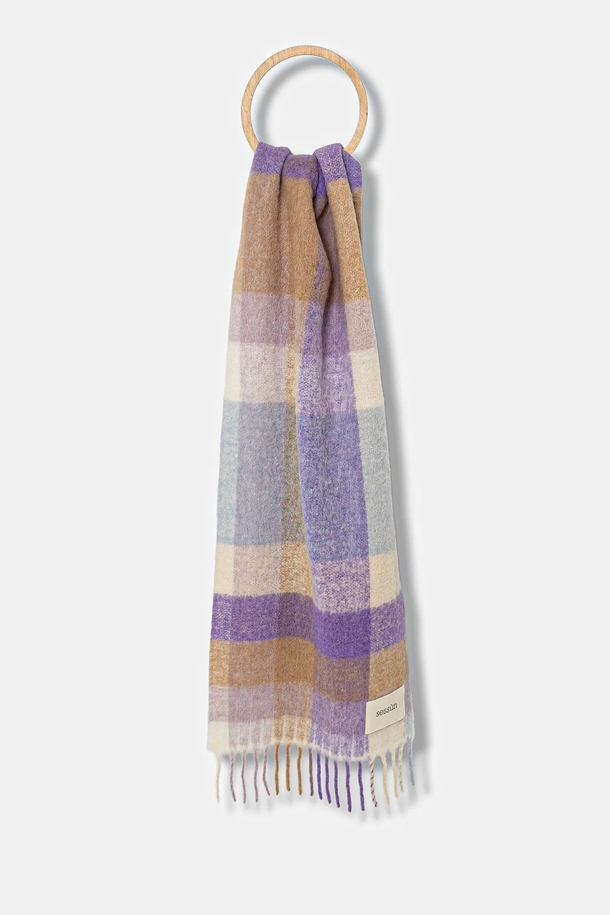 Šál s prímesou vlny Sessun fialová farba, 25115009