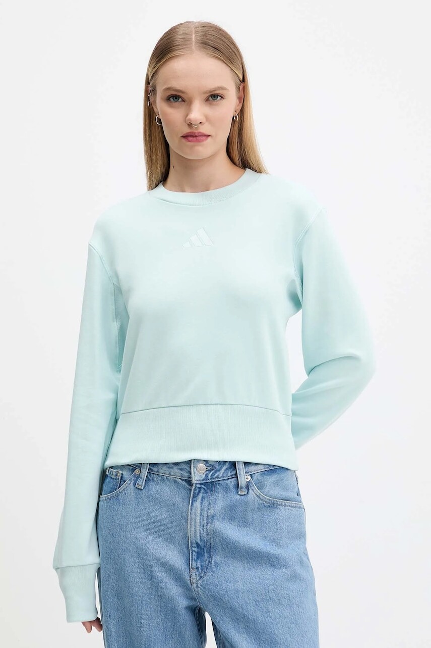 Bavlnená mikina adidas All Szn French Terry tyrkysová farba, jednofarebná, JV9820
