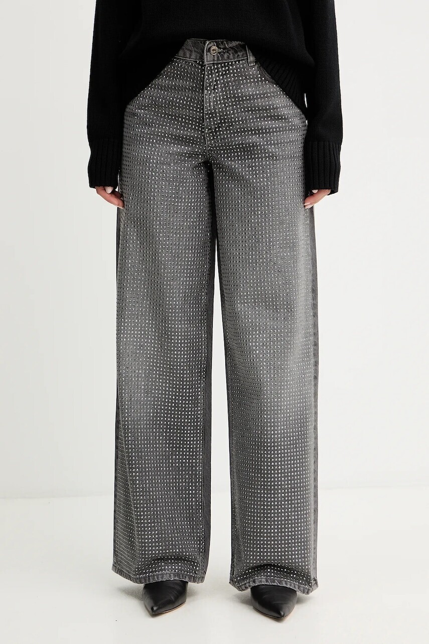 Bavlnené rifle Liu Jo šedá farba, UF5095.D5020