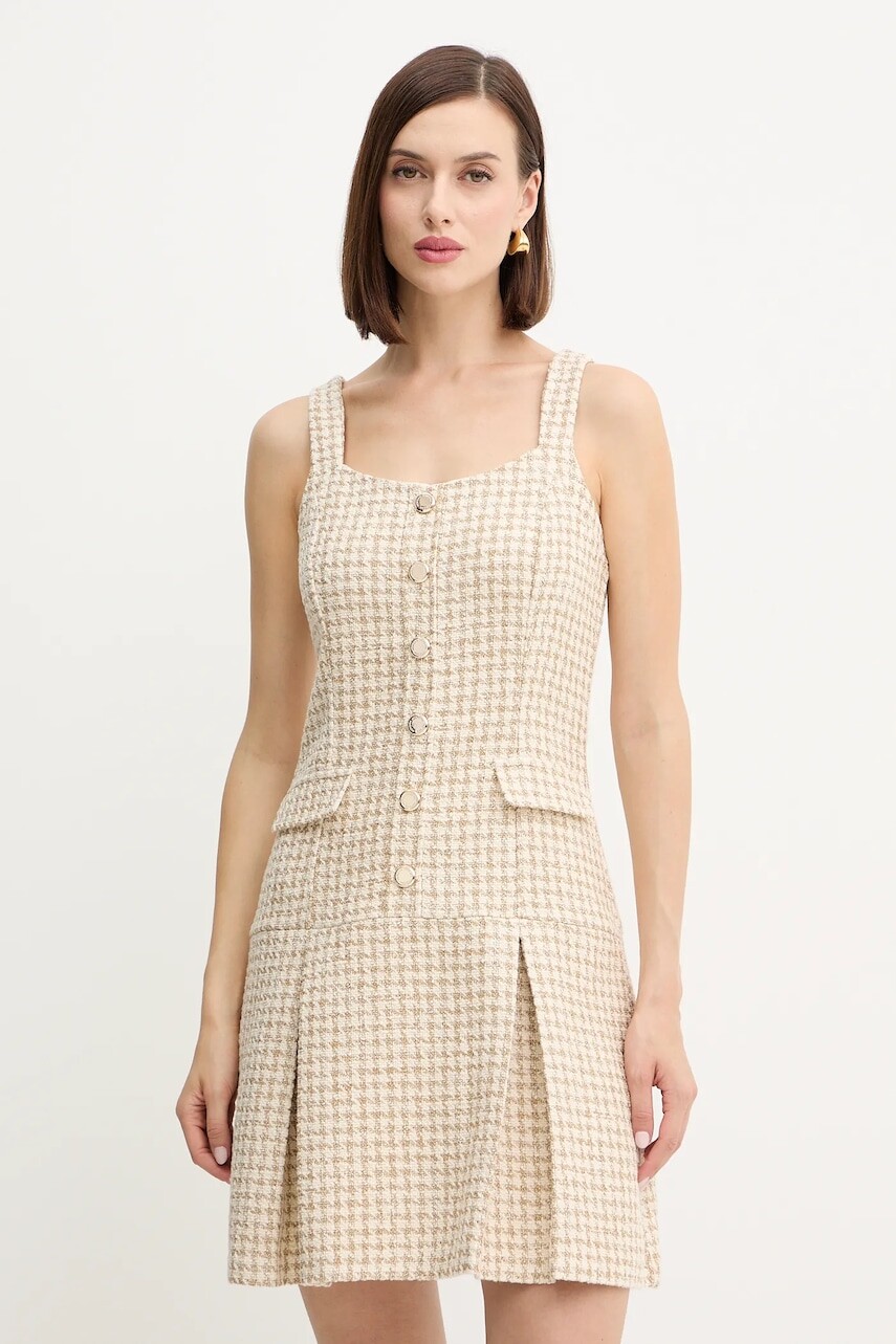 Šaty Morgan béžová farba, mini, áčkový strih, RAVEN.F