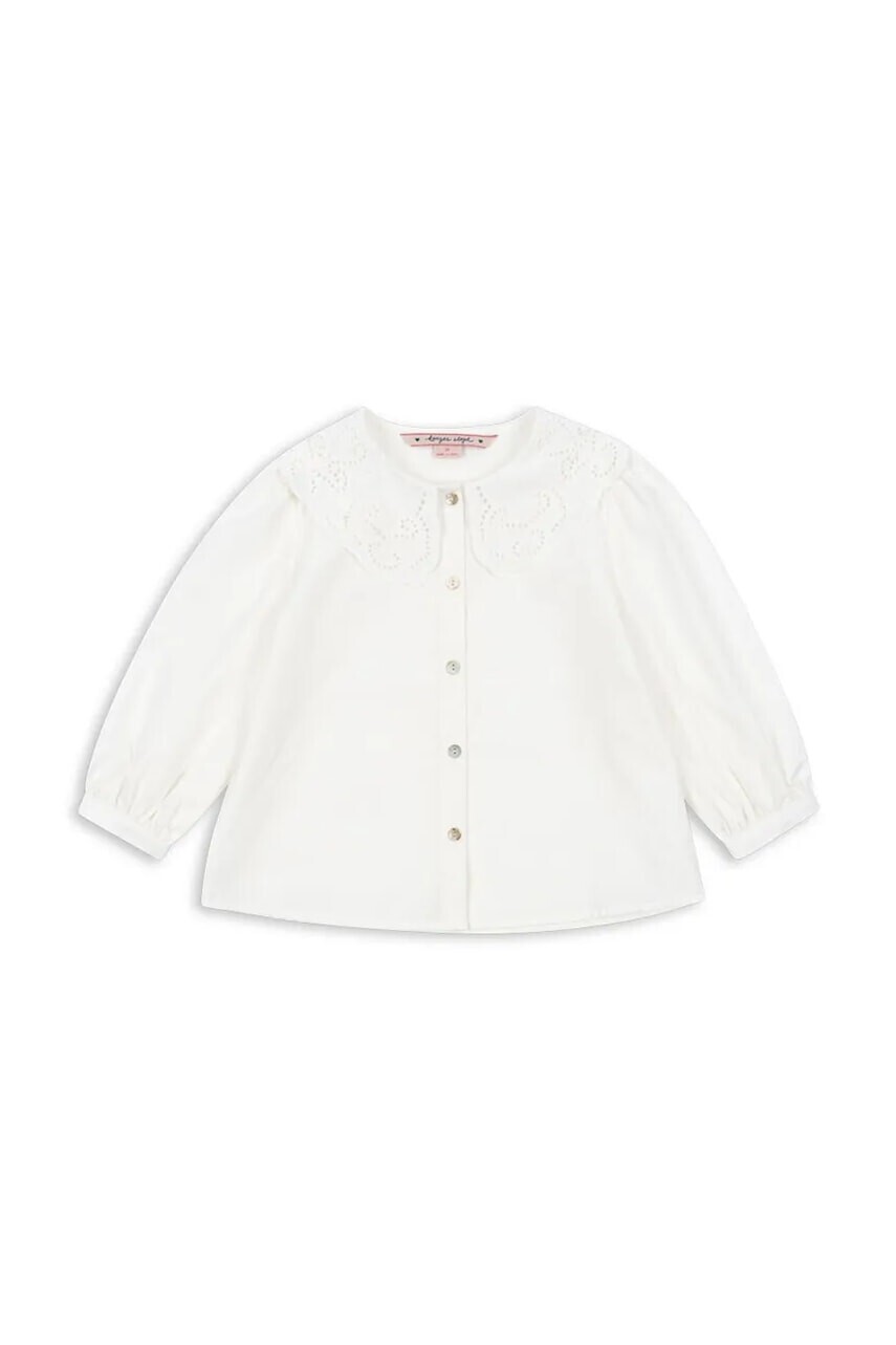 Detská bavlnená košeľa Konges Sløjd RILO COLLAR SHIRT GOTS biela farba, KS103966
