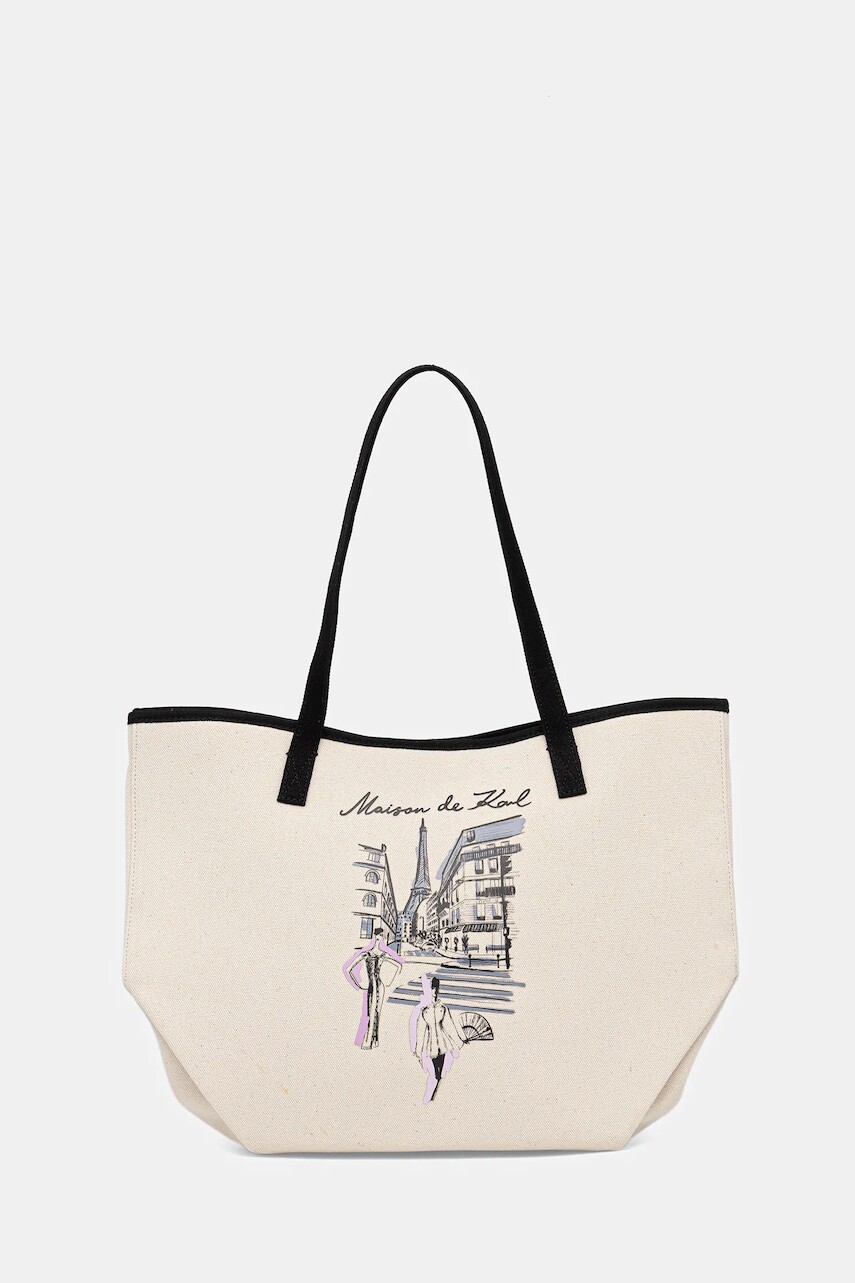 Bavlnená taška Karl Lagerfeld K/SKETCH béžová farba, A4W50057