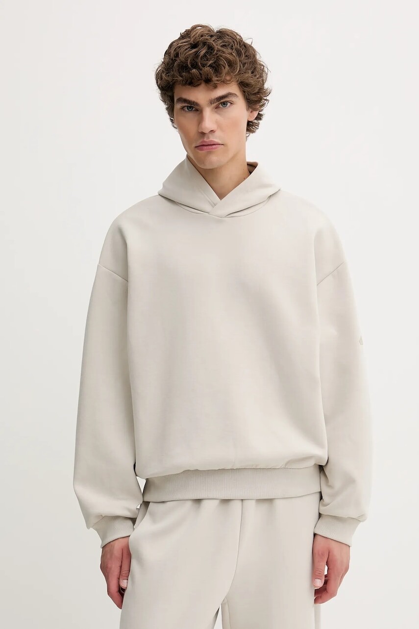 Mikina adidas Soft Lux béžová farba, s kapucňou, jednofarebná, KB8088