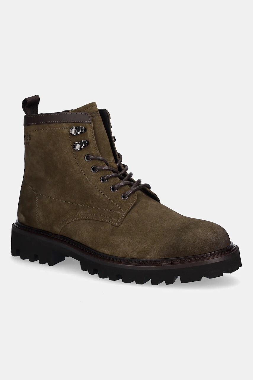 Nubukové čižmy BOSS Julyo zelená farba, 50552568