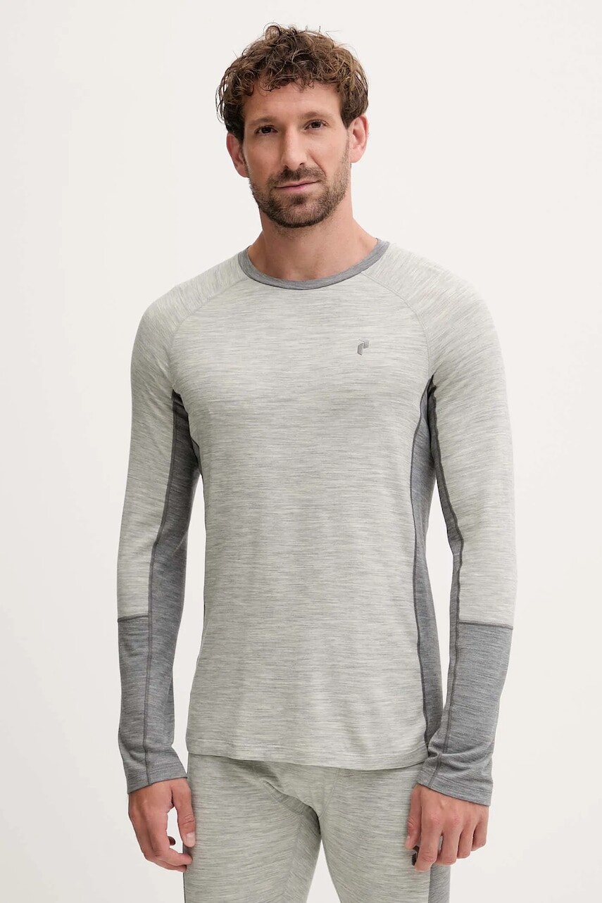 Funkčné tričko s dlhým rukávom s prímesou vlny Peak Performance Magic šedá farba, G80935