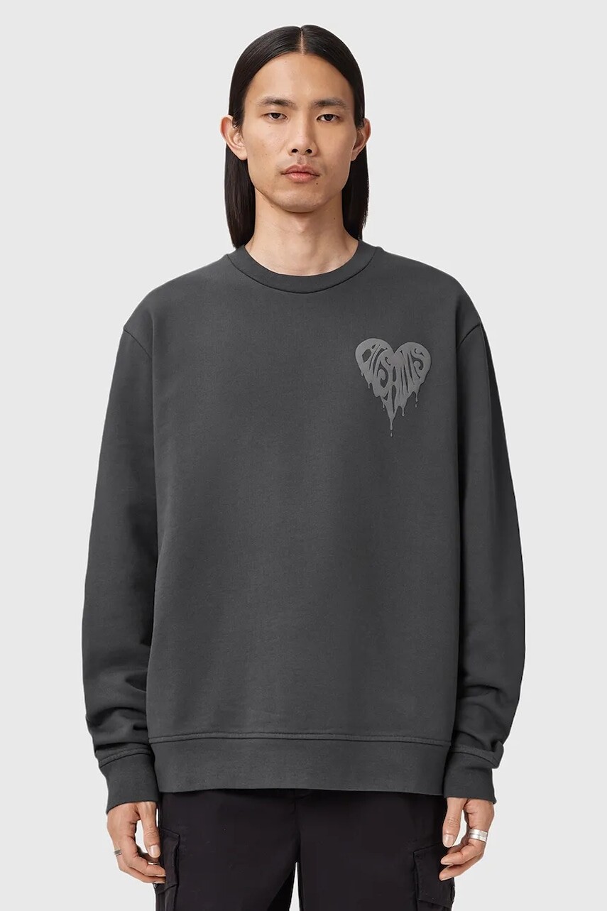 Bavlnená mikina AllSaints TRIP šedá farba, vzorovaná, M024ND