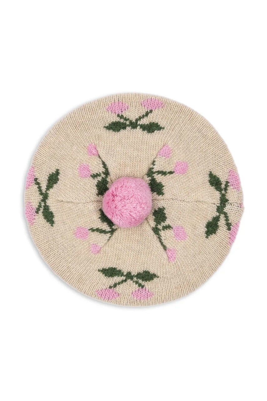 Detská baretka Konges Sløjd BELOU KNIT BERET béžová farba biela, KS101423