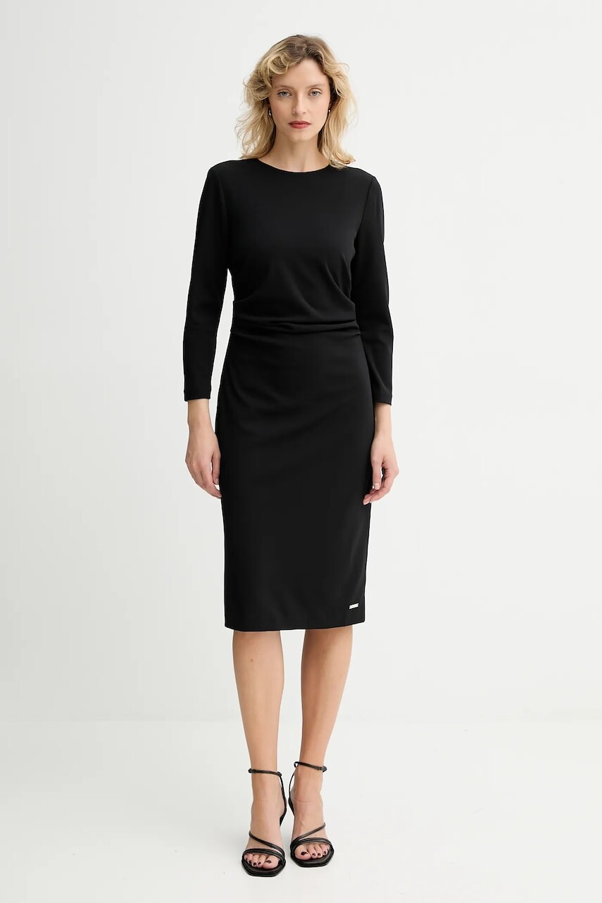 Šaty Calvin Klein čierna farba, mini, rovný strih, LV044D062G