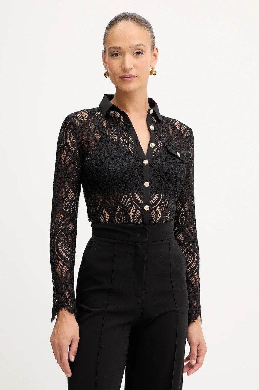 Košeľa Morgan čierna farba, regular, s klasickým golierom, TLILA