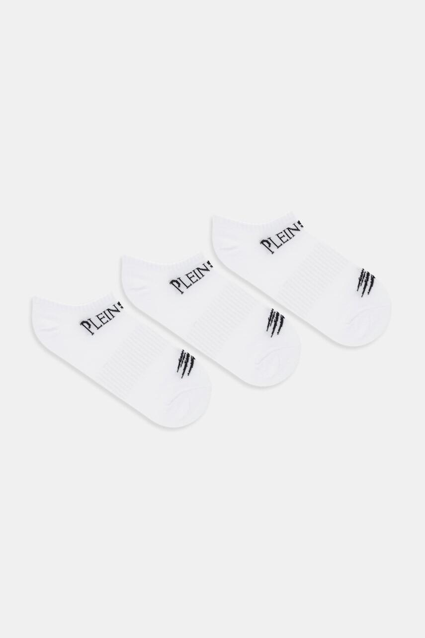 Ponožky PLEIN SPORT 3-pak biela farba, FAEC UUY0033 STE003N