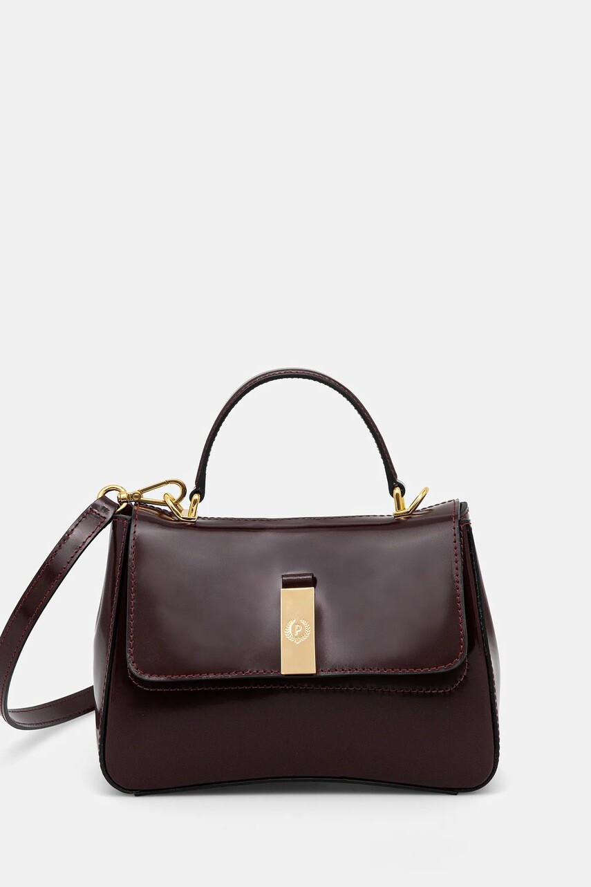 Kožená kabelka Pollini bordová farba, PC4418PP0N QB1