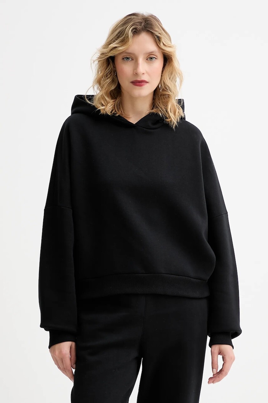 Mikina MUUV. MUUV. x Answear čierna farba, s kapucňou, melanžová