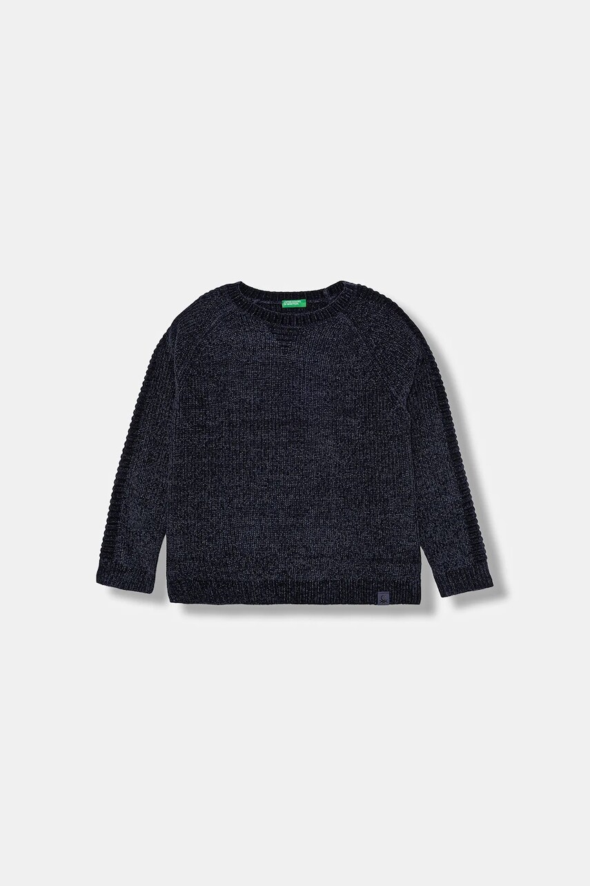 Detský sveter United Colors of Benetton tmavomodrá farba, teplý, 16CLC108T