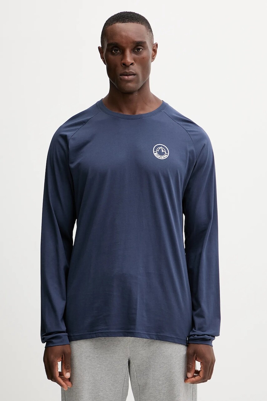Bavlnené tričko s dlhým rukávom LA Sportiva Circle Logo tmavomodrá farba, s potlačou, ZACL007
