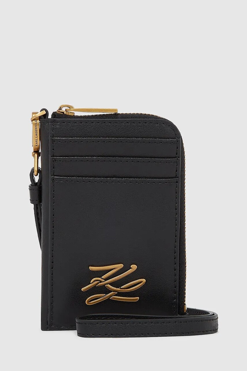 Kožená peňaženka Karl Lagerfeld K/AUTOGRAPH čierna farba, A4W32035