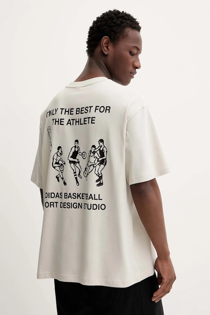 Tričko adidas Originals Sport Design GFX pánske, béžová farba, s potlačou, JW8621