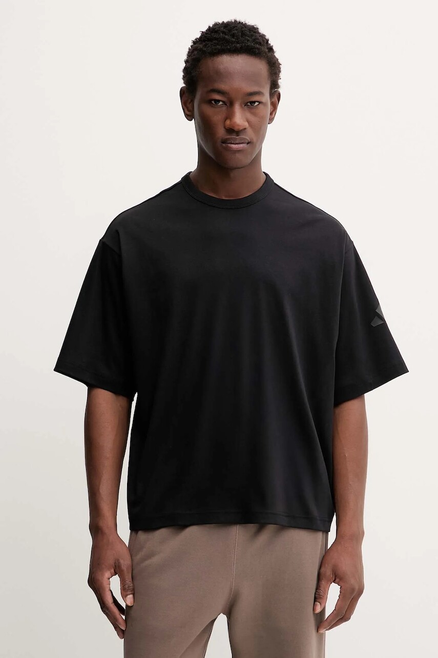 Bavlnené tričko adidas Soft Lux pánske, čierna farba, s potlačou, KB8092