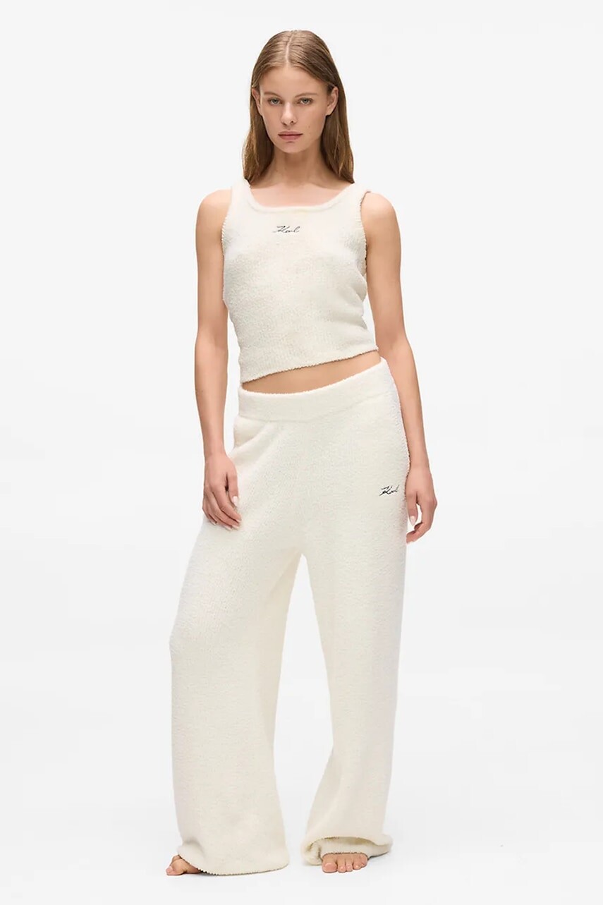 Tepláky Karl Lagerfeld béžová farba, jednofarebné, A4W44005