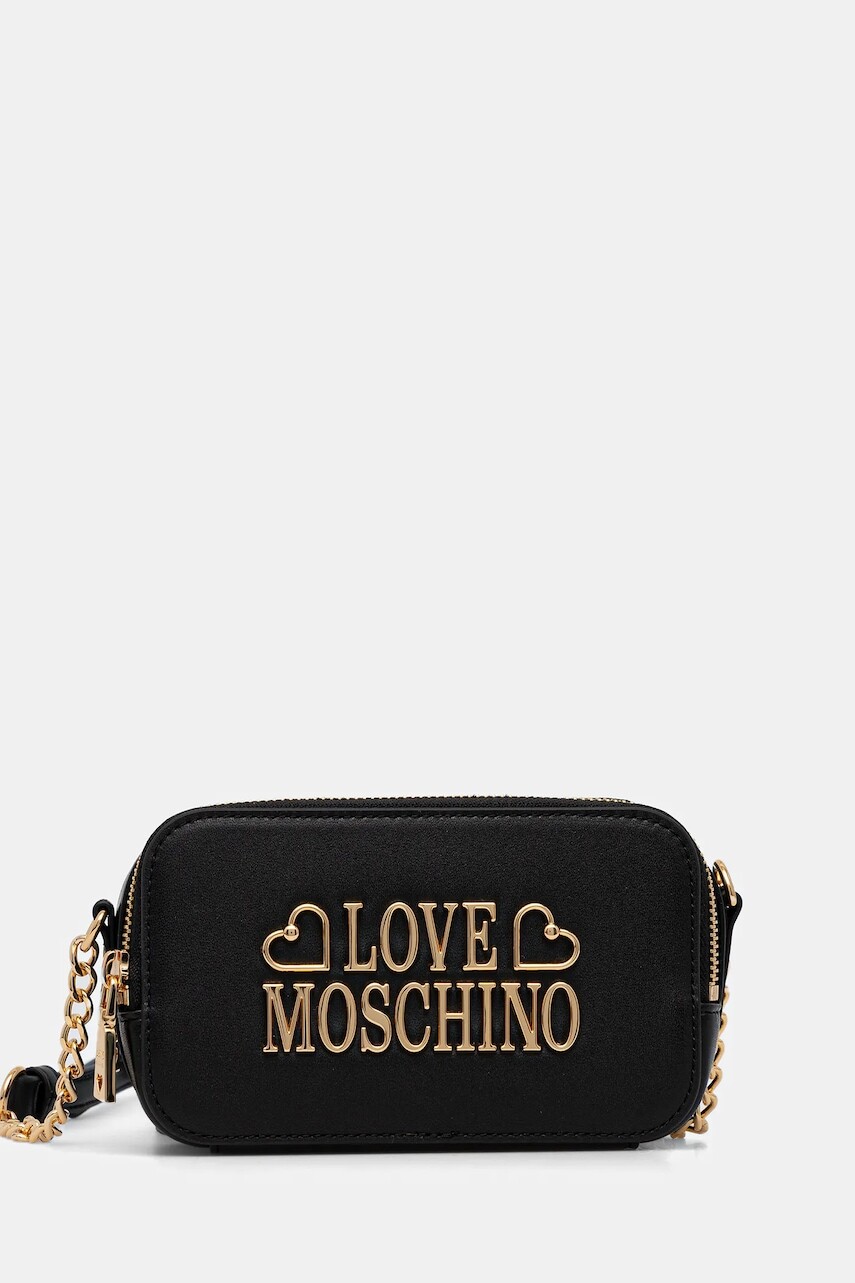 Kožená kabelka Love Moschino čierna farba, JC4333PP0NK1300A