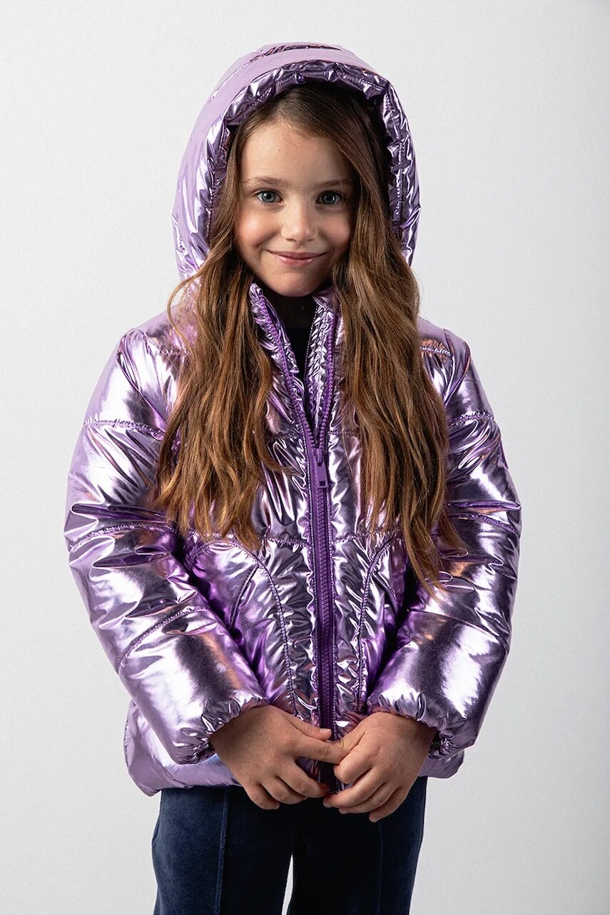 Detská zimná bunda Coccodrillo fialová farba, OUTERWEAR GIRL KIDS