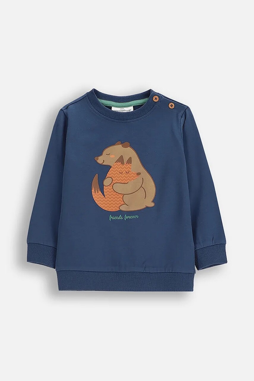 Detské tričko Coccodrillo tmavomodrá farba, FOREST FRIENDS BOY NEWBORN