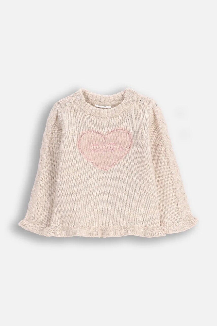 Sveter pre bábätká Coccodrillo zlatá farba, HAPPY PUPPY GIRL NEWBORN