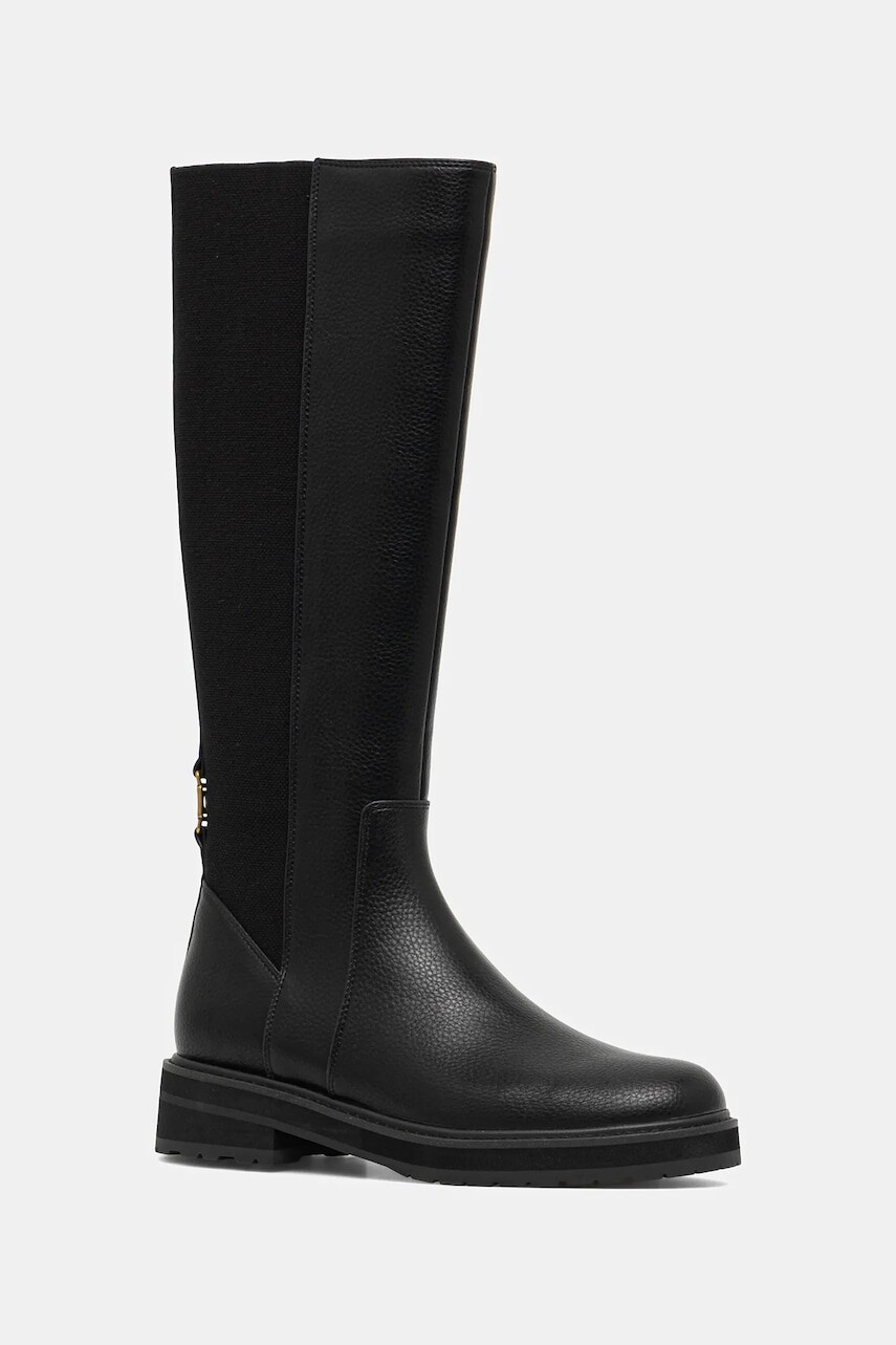 Vysoké čižmy Twinset čierna farba, na plochom podpätku, 252TGT120