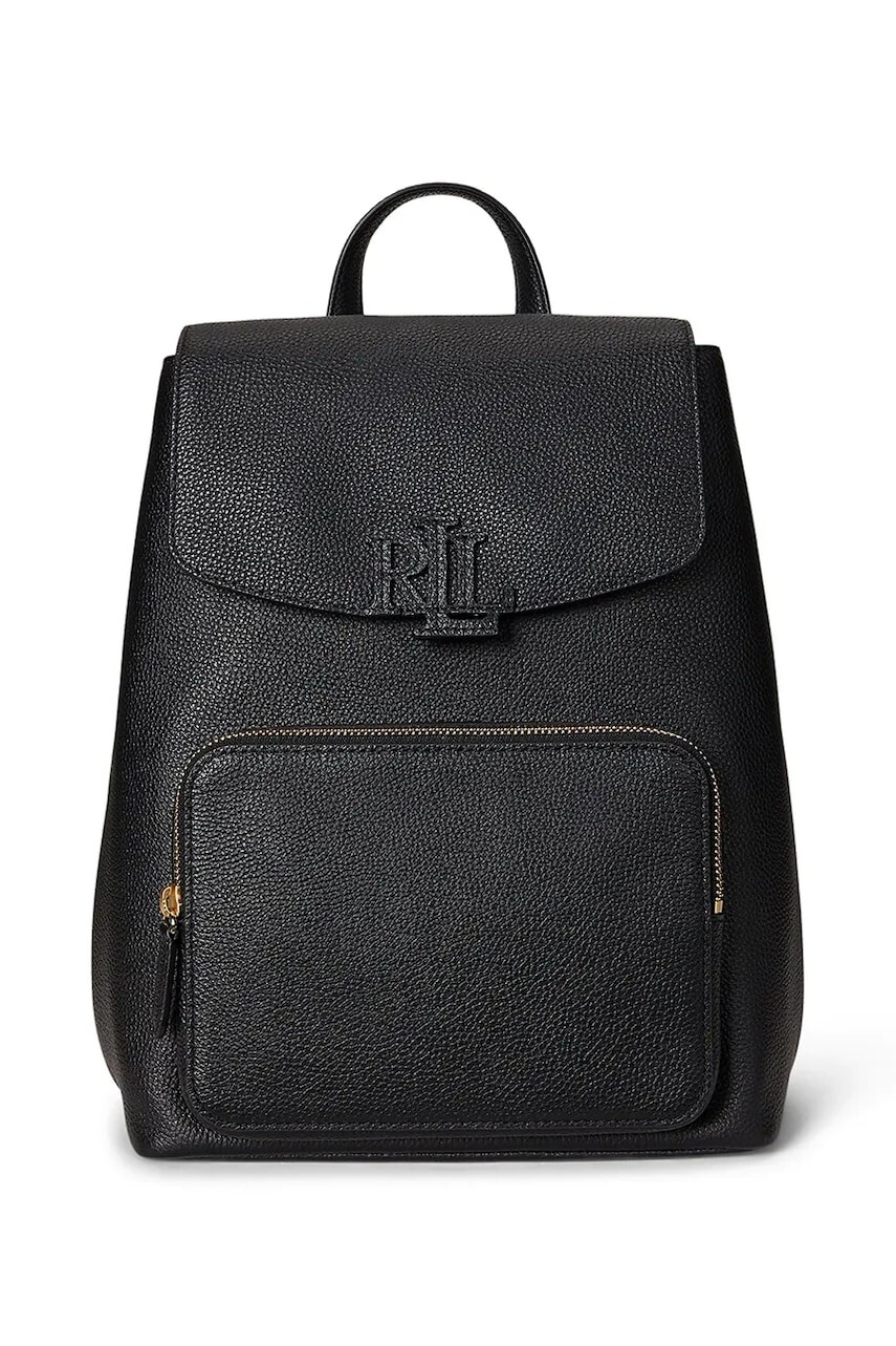 Kožený ruksak Lauren Ralph Lauren čierna farba, veľký, jednofarebný, 431969355