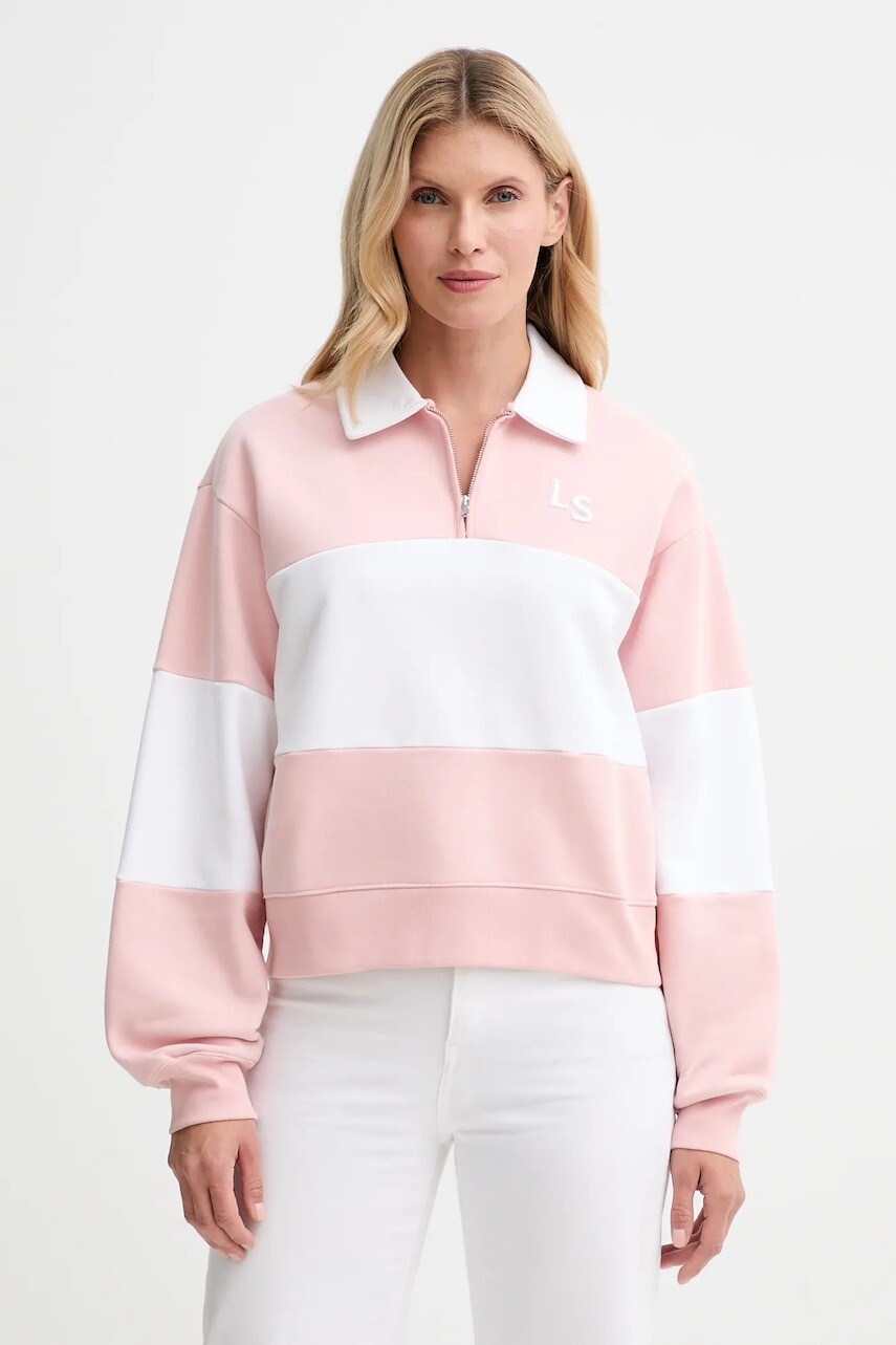 Bavlnená mikina Levi's ružová farba, vzorovaná, 003QM