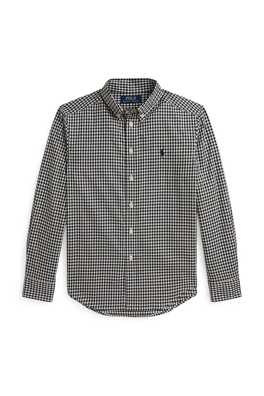 Detská bavlnená košeľa Polo Ralph Lauren čierna farba, 323980977002