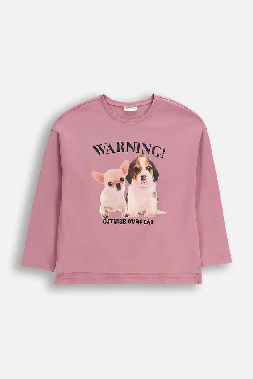 Detské tričko s dlhým rukávom Coccodrillo ružová farba, CRAFT PUNK GIRL JUNIOR