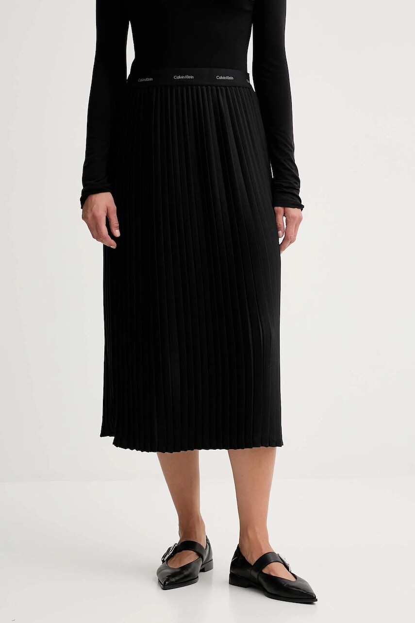 Sukňa Calvin Klein čierna farba, maxi, áčkový strih, LV044D632G