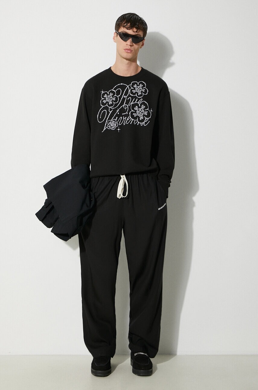 Bavlnená mikina Kenzo Constellation Emb Classic pánska, čierna farba, s nášivkou, FE65SW2284MG.99J