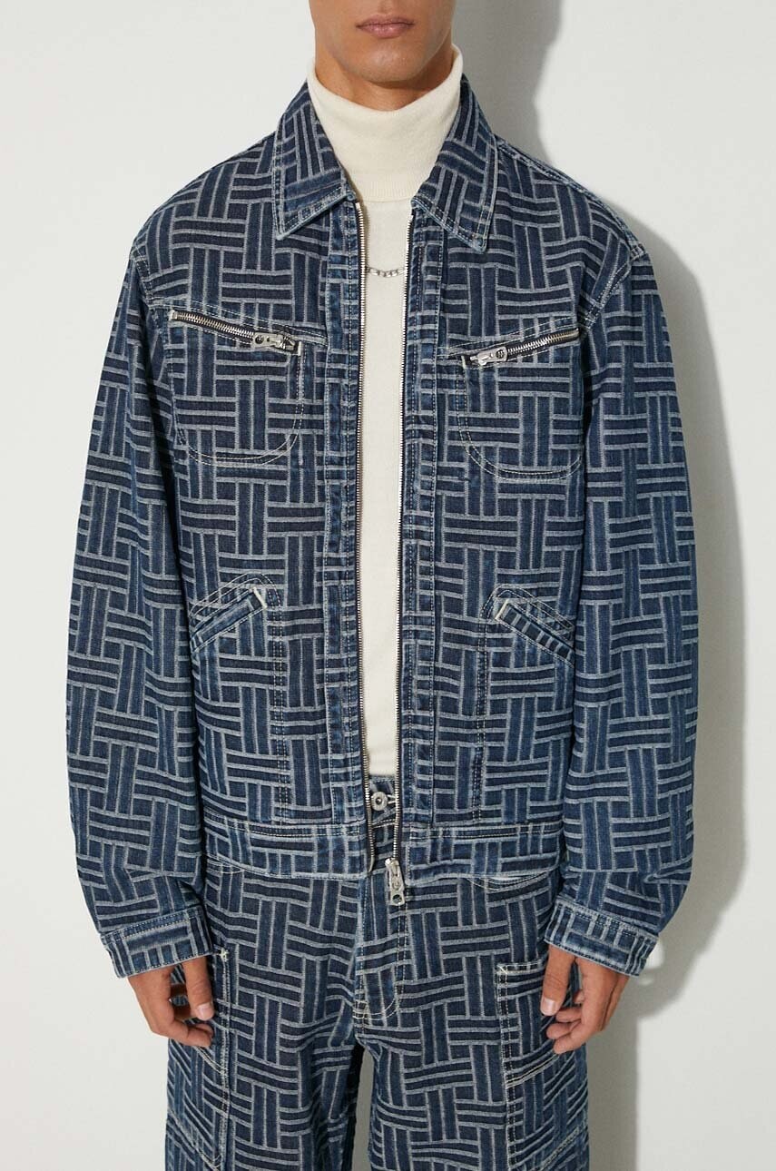 Rifľová bunda Kenzo Trucker Denim Jacket Weave pánska, prechodná, oversize, FE65DV3106J2.DD