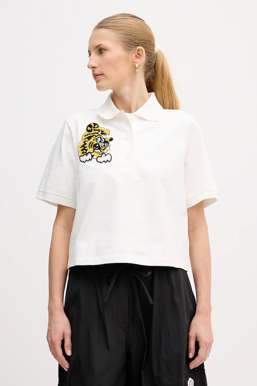 Bavlnené polo tričko Kenzo biela farba, FF52TS1704SB.02