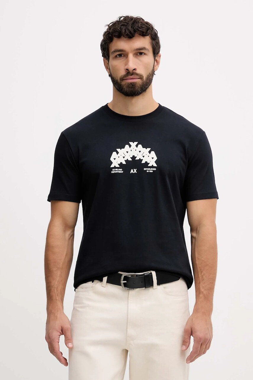 Bavlnené tričko Armani Exchange pánske, tmavomodrá farba, XM001909 AF10362
