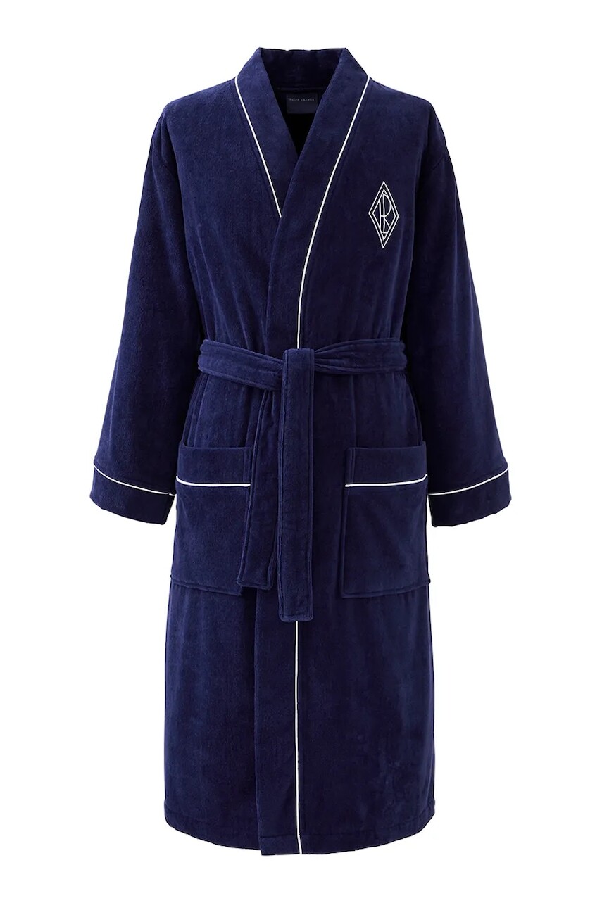 Bavlnený župan Ralph Lauren PARKROW Navy M tmavomodrá farba